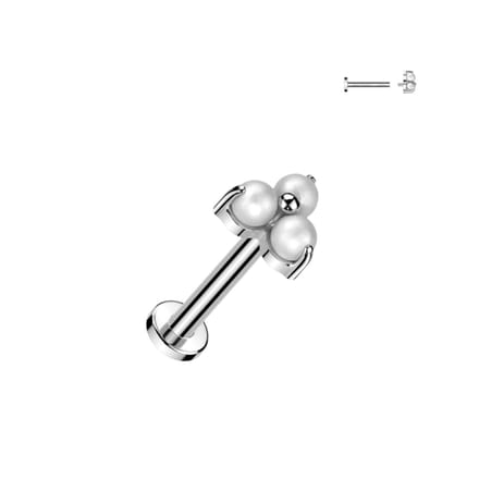 Piercing titanium pearl prong 1.2x6x3 - zilver - LMPiercings