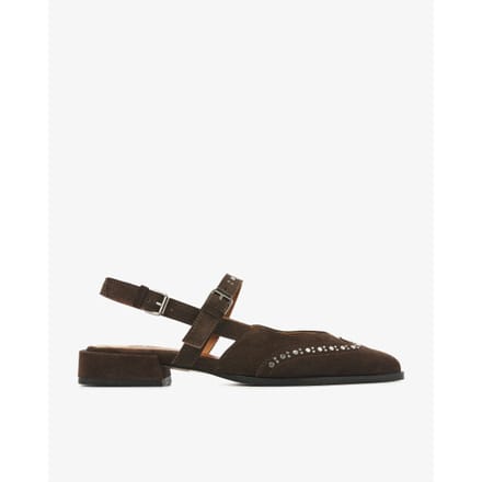 VIA VAI Jazz Yael Slingbacks Dames - Suède - Bruin - Maat 40