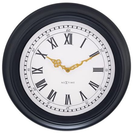 NeXtime Chopin – Wandklok – 40 cm – Plastic – Zwart/Grijs – Stil