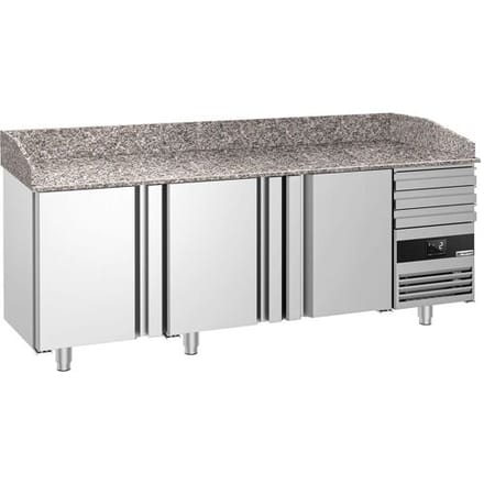 GGM Gastro Pizzakühltisch PREMIUM - 2150x800mm - mit 3 Türen & 3 Schubladen