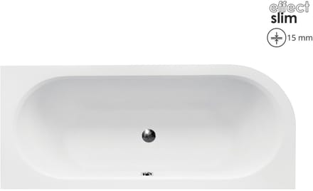 Badland AVITA SLIM hoekbad 160 x 75 cm rechts wit zonder zijpaneel