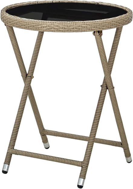Koffietafel Rond - Buitenmeubel - Buiten Genieten - Inklapbaar - 60 cm - Beige