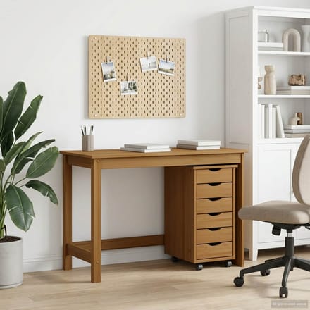 vidaXL - Bureau - en - rolkast - set - MOSS - 2 - st - HoningBruin
