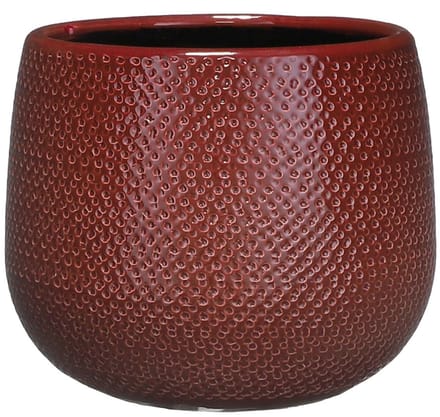 Mica Decorations Bloempot - rood - ribbel - keramiek - 18 x 16 cm - plantenpotten