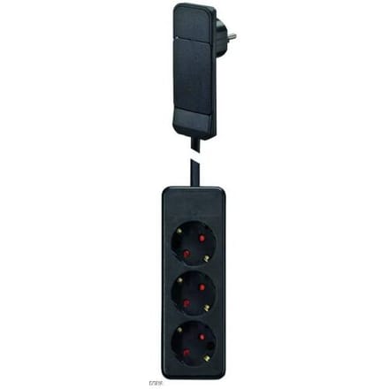 BACHMANN SmartPlug platte stekker, met 3x geaard stopcontact, zwart, 1,6 m