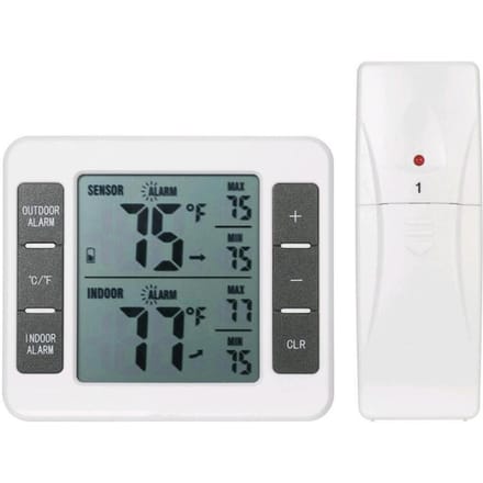Binnen- en buitenthermometer met draadloze sensor Digitale temperatuurmeter Max. en min. registratie with 1 sensor wit
