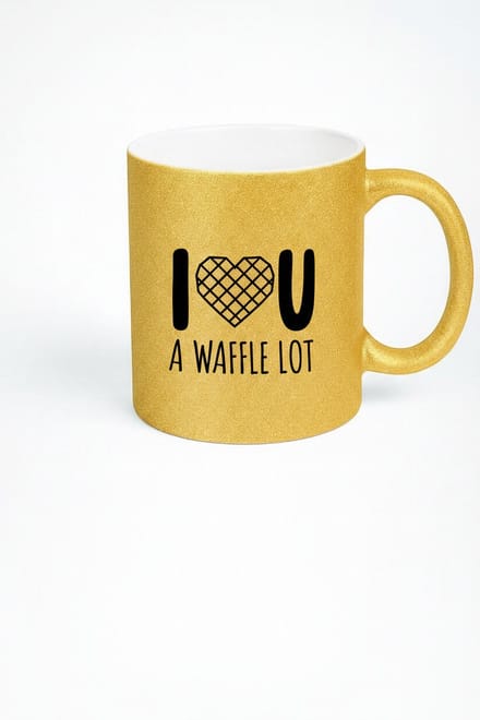 Gouden Glitter Mok I  U A WAFFLE LOT - Grappig Liefdes Cadeau met Wafel Hart