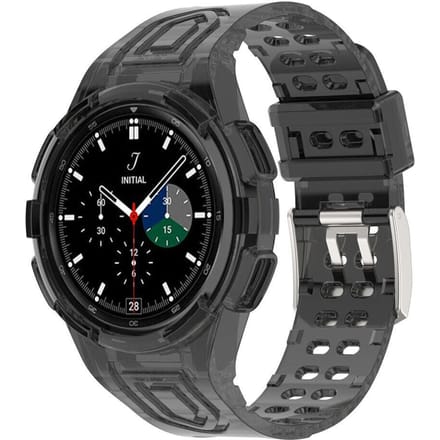 Samsung Galaxy Watch 4 Classic 46mm siliconen bandje met frame (transparant zwart)