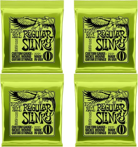 Ernie Ball 2221 Regular Slinky Snaren bundel van 4 sets