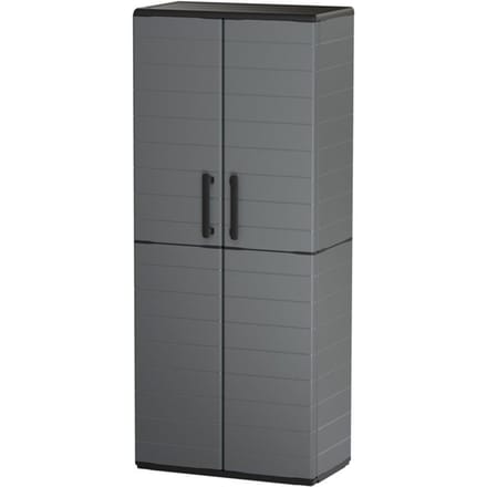 Bezemkast - TOOD - 2 deuren + 3 planken van polypropyleen - 68 x 37 x H.163 cm - Grijs