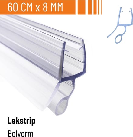 Simple Fix Douchestrip - Lekstrip - Waterkering - Douchedeurafdichting 60CM Lang - 6/7/8MM Glasdikte - Lekdorpel & Bolprofiel