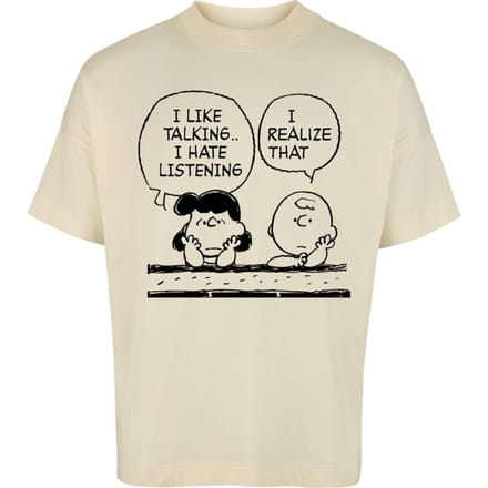 Peanuts Oversized T-shirt - Charlie Brown and Lucy - Oversized - XL tot 3XL - voor Mannen - ecru