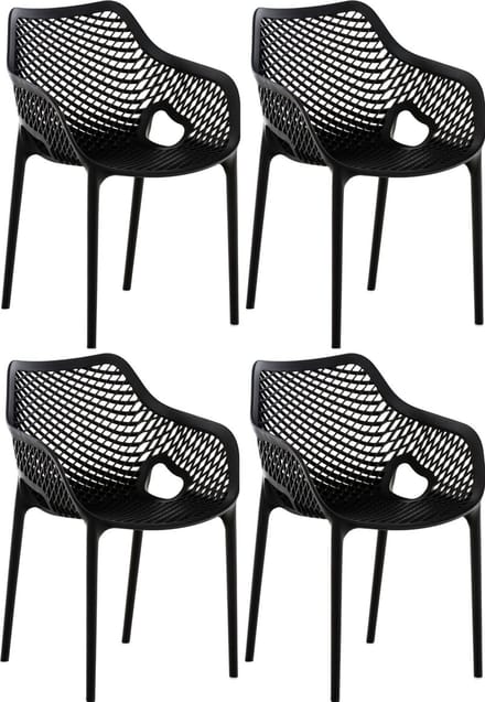 CLP Air XL Set van 4 Stapelstoelen - zwart