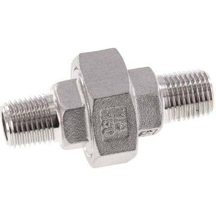 R 1/4'' RVS Borstnippel 3-delig met Conische afdichting 16 Bar