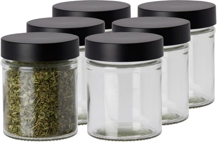 Excellent Houseware Kruidenpotjes - 6x stuks - 300 ml - glas - met rvs deksel - luchtdicht