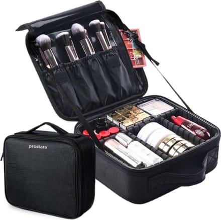 Prestara - Compacte make-up koffer - zwart - ideaal voor onderweg - maat S