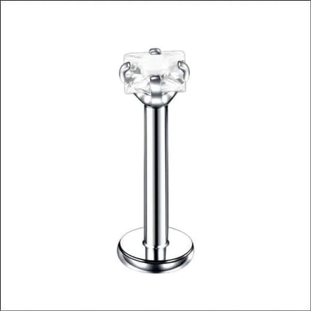 Transparante zirkonia labret piercing - staal - tragus en helix - 8mm
