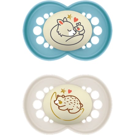 MAM Night Fox & Hedgehog Design 6M+ Fopspeen – 2 stuks