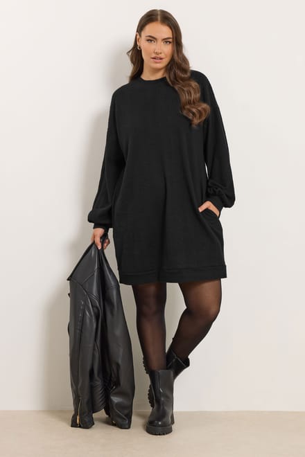 Yours Zwarte Kabelgebreide Truijurk Size 50-52