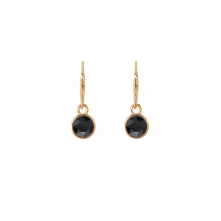Oorhangers Jet Black midi - Swarovski - Verguld