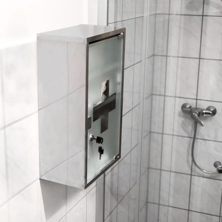 relaxdays - medicijnkastje XL - afsluitbaar - badkamer kast - edelstaal en glas