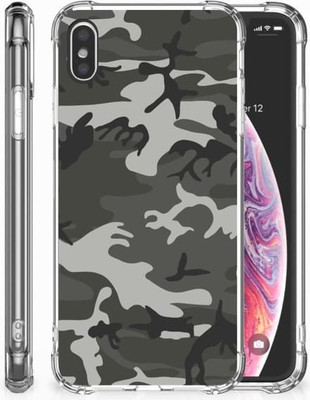 Apple iPhone Xs Max Doorzichtige Silicone Hoesje Army Light