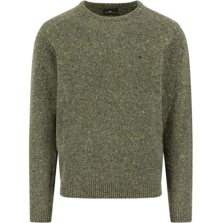 Fynch-Hatton Trui O-Neck Donegal Knit Dark Ivy / male