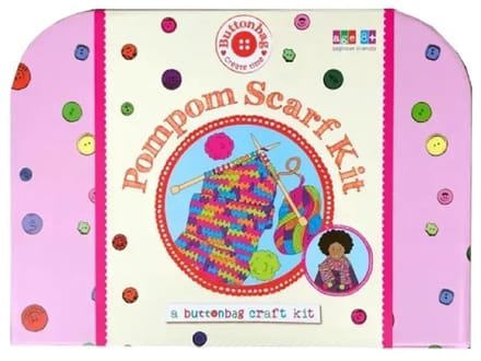 Buttonbag pompom sjaal knutselset - creatieve DIY set voor kinderen.