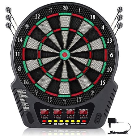 Cible de fléchettes électronique Machine à fléchettes multijoueur Cible de fléchettes avec 6 fléchettes, Pointes de rechange 27 Jeux et 243 Variantes pour 16 black