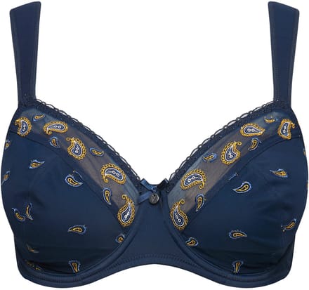 Ulla Popken - Dames - Beugelbeha paisley-patroon - Nachtblauw - Maat 100E