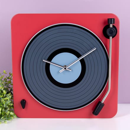 Invotis wandklok platenspeler metaal - Kleur - Rood