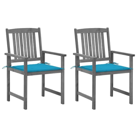 vidaXL - Tuinstoelen - 2 - st - met - kussens - massief - acaciahout - grijs