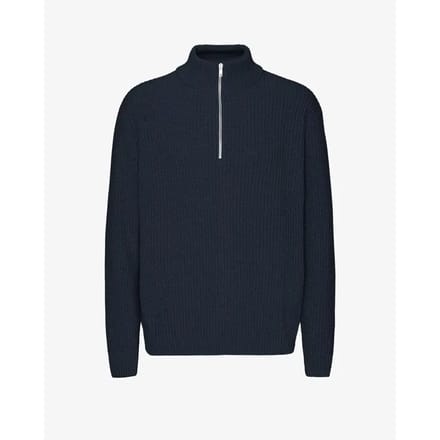 Merino trui 1/4 ritssluiting Colorful Standard Navy Blue