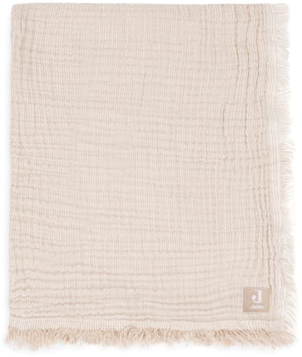 Jollein Deken Wieg Jersey 75x100cm - Fringe Stripe Biscuit/Ivory - GOTS