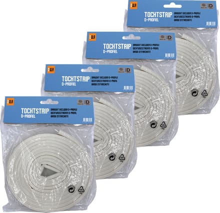 DULA Tochtstrip voor deuren 24m - Wit - 20mmx3m - Tochtband - 4 tochtstrips