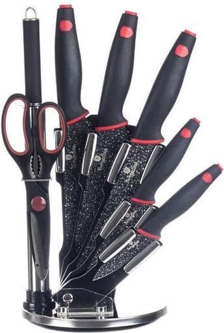Berlinger Haus 2119 - 8 delige messenset - met houder - Black Stone Touch Line