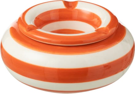 J-Line asbak Granada Stripes - keramiek - wit/oranje - small