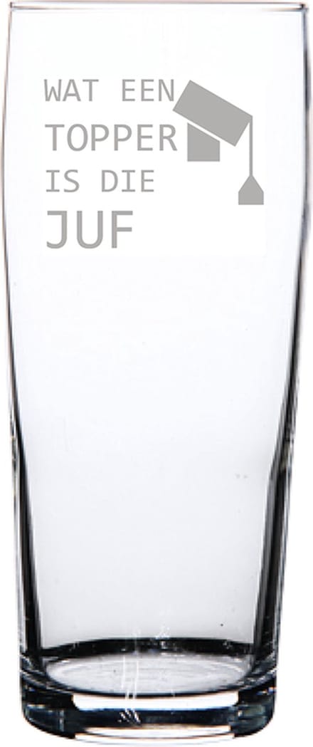 Gegraveerde bierfluitje 19cl Wat een topper is die juf
