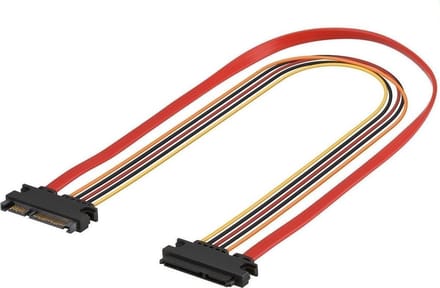 SATA data- en voeding verlengkabel - 3,3V + 5V + 12V - SATA600 - 6 Gbit/s - 0,30 meter