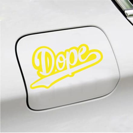 Bumpersticker - Dope - 10 X 18 - Geel