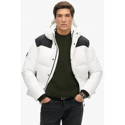 Superdry Box Gewatteerde Pufferjas met Capuchon Wit Grootte: M