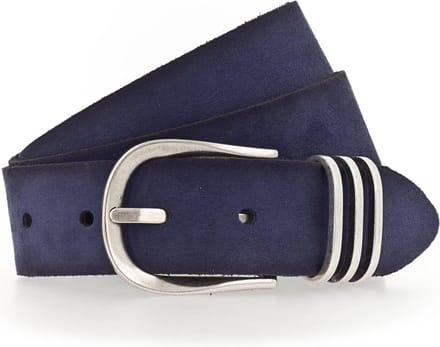Tamaris Leren Riem Classic Velours Belt W75 Velvet Blue Blauw