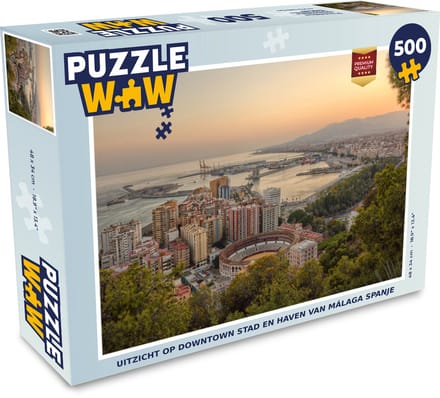 Puzzel Uitzicht op downtown stad en haven van Málaga Spanje - Legpuzzel - Puzzel 500 stukjes