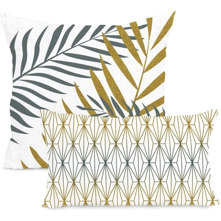 Set van 2 kussenhoezen Foliage Mint | Blanc