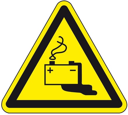 Waarschuwingssticker accu - ISO 7010 - W026 300 mm
