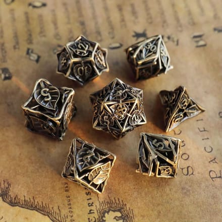 Metalen Dobbelstenen - RPG Set - Tafelspellen Spelen - Holle Polyhedra - 7 Stuks - Brons
