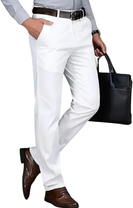 Nivard Pantalon Heren - Chino - Golfbroek - Nette Broek - Elastische Tailleband - Volwassenen - Wit - S