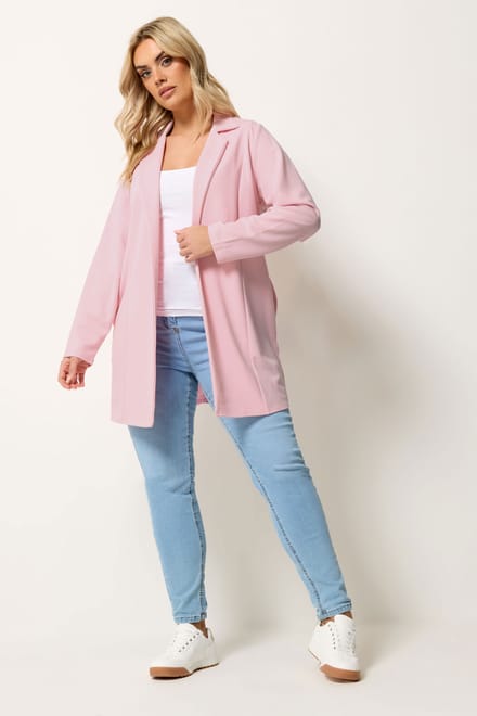 Yours Roze Scuba Blazer Met Lange Mouwen Size 46