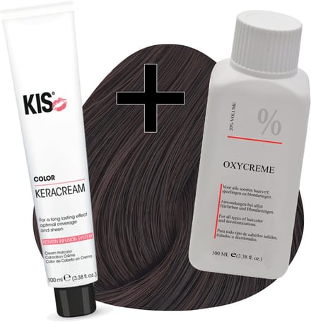 KIS haarverfset - 5H Licht hazelnoot bruin  - haarverf & waterstofperoxide