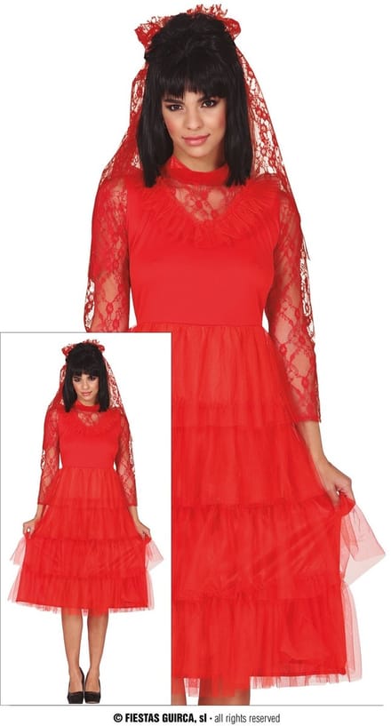 FIESTAS GUIRCA, S.L. - Trouwjurk kant rood met sluier - M (38)